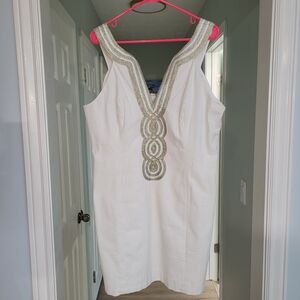 Lilly Pulitzer NWT Valli Shift White Gold Silver 16